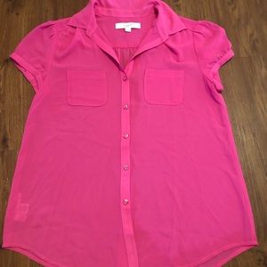 🎸LOFT Pink Sheer Blouse Size Small
